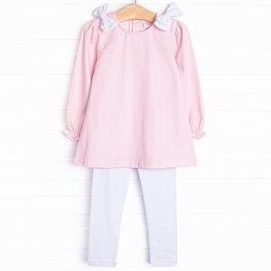 Stitchy Fish Petite Pink Polka Dots Legging Set, Pink 18 months
